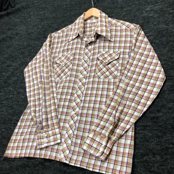 Mike Weber Flannel Pearl Snap Size XLarge Purple Pearl Snap Long Sleeve‎ - Picture 1 of 7